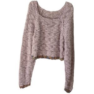 Free People Purple Knit Crop Sweater SP